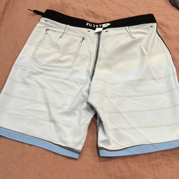 Rusty Hybrid Casual Summer Shorts Stretch Swim Surf Trunk Blue Gray Mens 34 M - Picture 4 of 7